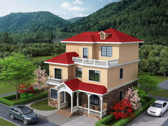 3层120平米轻钢别墅户型